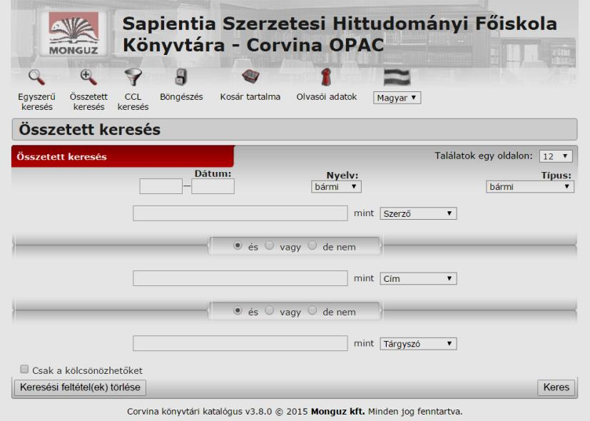 1. 2. 3. A KATALÓGUS HASZNÁLATA A könyvtár teljes könyv- és folyóirat-állományának bibliográfiai adatai kereshetők az online katalógusban. Elérése: http://www.sapientia.