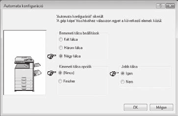A NYOMTATÓ MEGHAJTÓ / PC-FAX ILLESZTŐPROGRAM TELEPÍTÉSE 5 Konfigurálja a gép képét. Egy kép jön létre a gépről a nyomtató meghajtó konfigurációs ablakában a telepített opciók alapján.