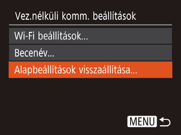 A Wi-Fi beállítások visszaállítása alapértelmezett értékre más személy részére történő átruházása vagy kiselejtezése esetén állítsa vissza a Wi-Fi beállításait alapértelmezett értékekre.