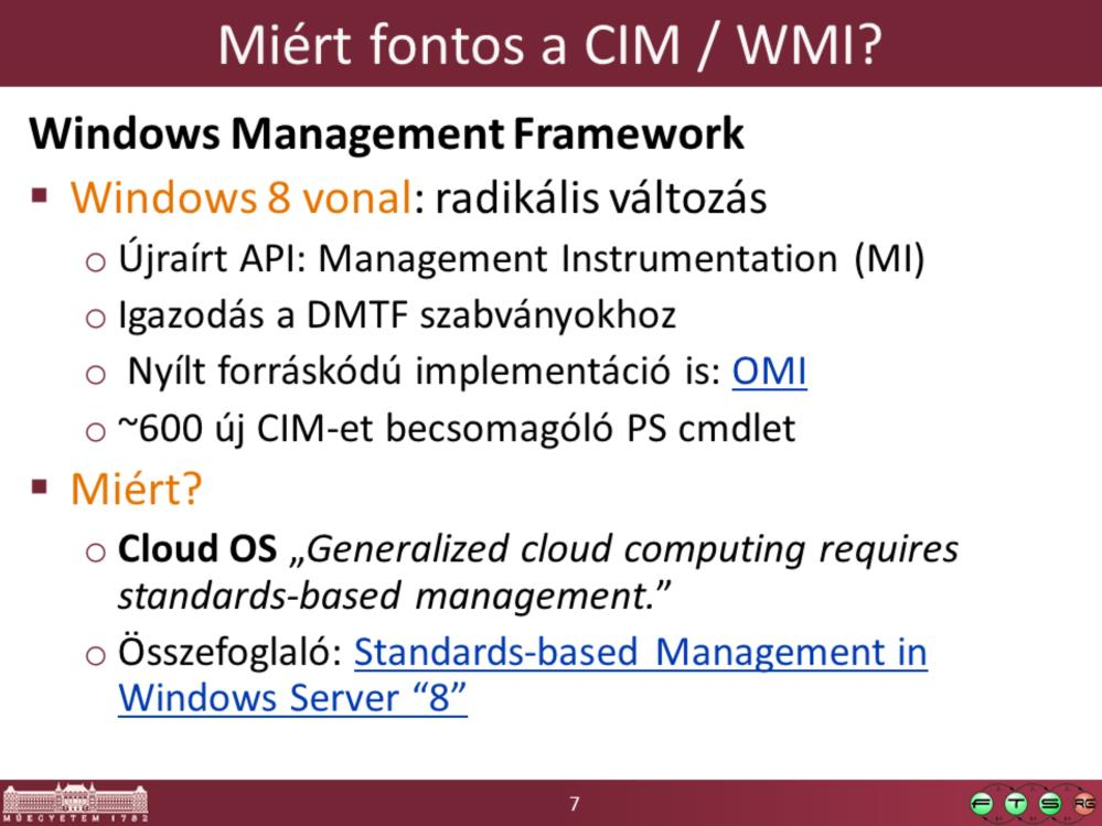 A WMI korábbi neve Windows Management Instrumentation volt, Windows 8 óta inkbb Windows Management Infrastructure néven hivatkoznak rá.
