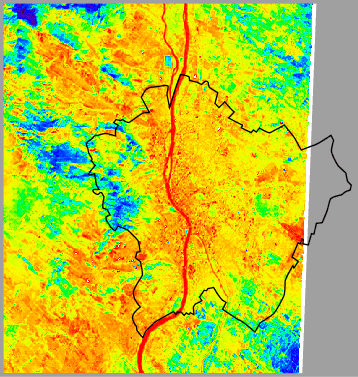 BUDAPEST A távérzékelt hőmérsékleti adatok forrásai: a MODIS és ASTER szenzorok a Terra és az Aqua műhold fedélzetén MODIS SZENZOR: -- 36 csatornás multispektrális sugárzásmérő (VIS-TIR) -- a