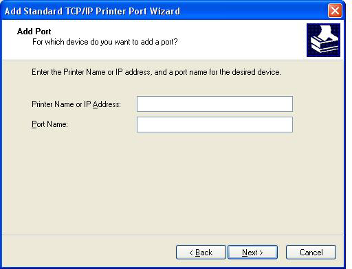 11. A Port hozzáadása területen írja be az MFP nyomtató nevét vagy IP-címét a Nyomtató neve vagy IP-címe mezőbe, majd kattintson a Tovább gombra.