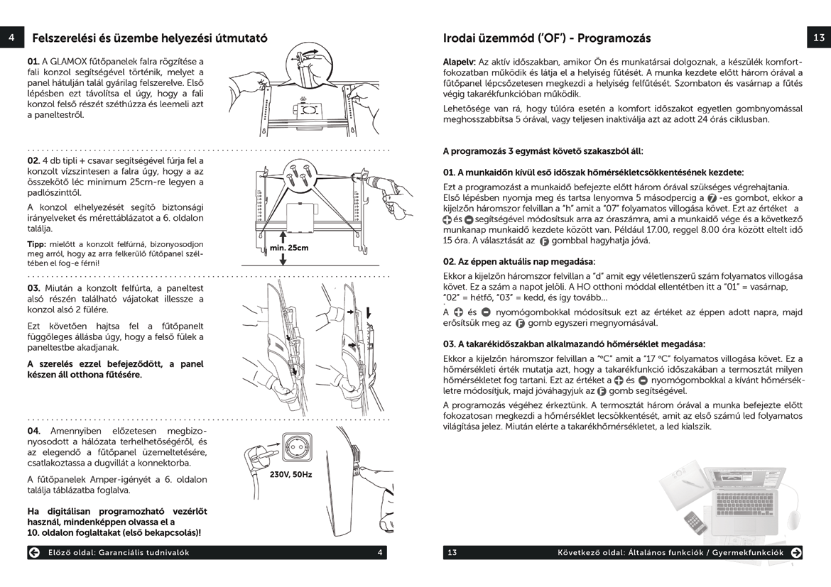 G L A M O X. elektromos fűtőpanel felhasználói kézikönyv - PDF Ingyenes  letöltés