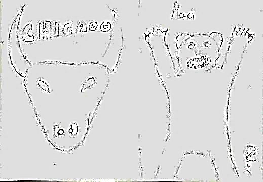 A 48. ábrán két állatfigura is látható, egy bikafej és egy medve. A 14 éves rajzoló fiú kommentárja érdekesen megvilágítja a két szimbólumválasztás különböző okait.