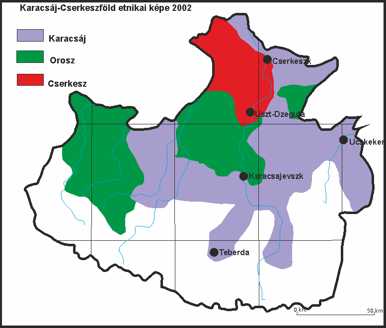 Karacsáj-Cserkeszföld etnikai képe 2002 3% 6% 1 8% 2 38% 3 12% 4 5 karacsájok oroszok cserkeszek abházok nogajok 33%
