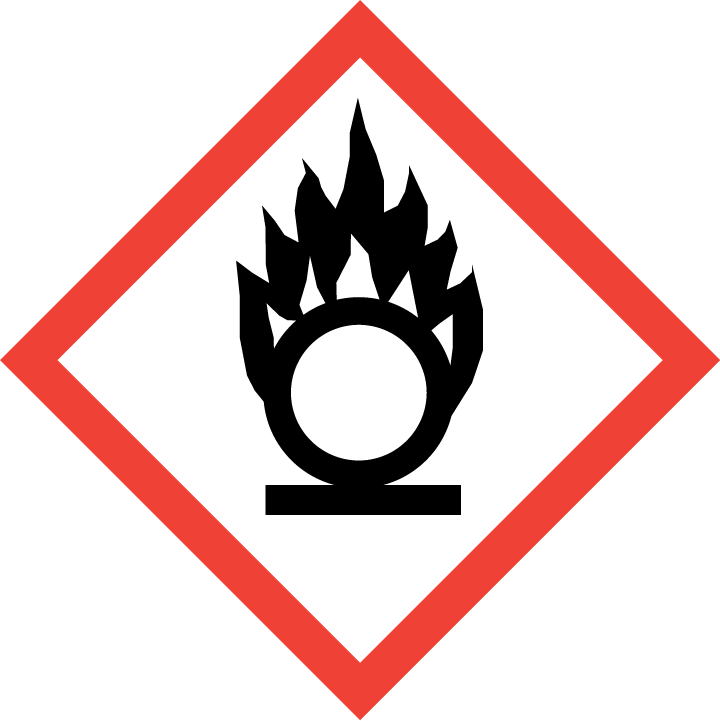 Figyelmeztető mondatok: H272 - Fokozhatja a tűz intenzitását; oxidáló hatású. H302+H332 - Lenyelve ártalmas. Belélegezve ártalmas.