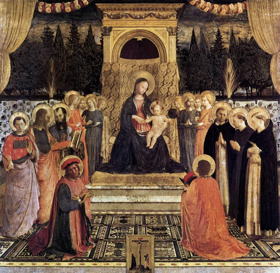 Ábrázolási rendszere szentélyben: általában Mária, mint az ég királynője trónol Jézussal a karján. kupolán : Jézus a világ kormányzója, négy oldalán négy angyal a négy világtáj védőjeként.