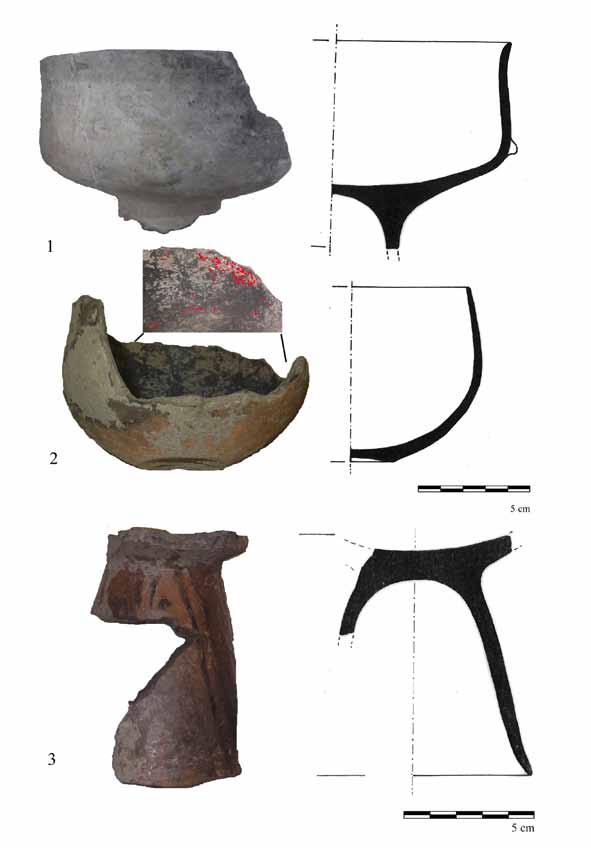 108 L. Hajdú Melinda 13. kép. 1 3. Festett edénytöredékek a neolit gödör anyagából.