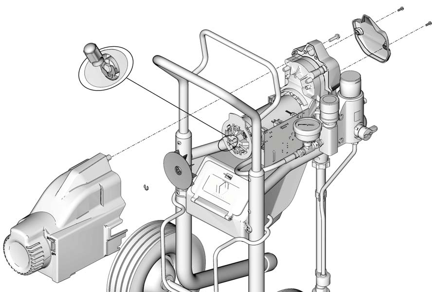 Ventilátorcsere Ventilátorcsere Eltávolítás 1. Nyomásmentesítés, ld. 5. oldal. Húzza ki a csatlakozókábelt a dugaljból. 2. A 210ES Hi-boy modellek esetén a következõket kell eltávolítani: a.