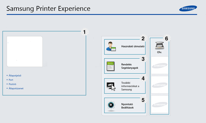 A Samsung Printer Experience használata A Samsung Printer Experience a Samsung saját alkalmazása, amely egy helyre gyűjti össze a Samsung készülékek beállításait és kezelőeszközeit.