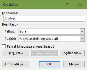 Ábrajegyzék Ha minden ábra alá a Felirat beszúrása menüpont segítségével (jobb klikk) tesz feliratot, akkor annak a számozása automatikusan történik.