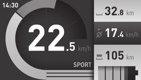 Magyar 24 Üzemmód Ride (Utazás) Ez az üzemmód a pillanatnyi menetadatokat jelzi ki.