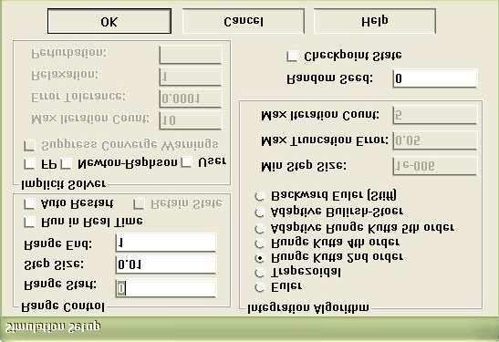 4.5. Szimulációs beállítások (Simulate) A modell felépítése után indítható a szimuláció. Először a jelgeneráló blokkot(egységugrás, Dirac-delta, stb.) értékeli ki a program.