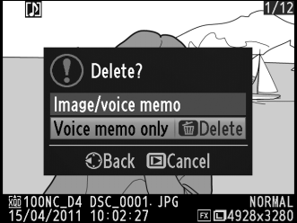 3 Törölje a fénykép(ek)et. Fénykép vagy fényképek törléséhez nyomja meg a O (Q) gombot (Selected image (Kiválasztott kép)) vagy az J gombot (All images (Összes kép)).