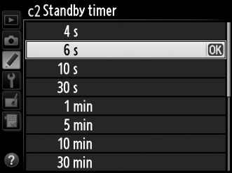 c: Timers/AE Lock (Időzítők/AE rögzítés) c1: Shutter-Release Button AE-L (Kioldógomb AE-L) G gomb A Egyéni beállítások menü Ha az On (Be) lehetőséget választja, a fényképezőgép rögzíti az expozíciót,