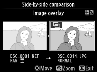 2 Válassza a Side-by-side comparison (Összehasonlítás) lehetőséget. Jelölje ki a Side-by-side comparison (Összehasonlítás) lehetőséget és nyomja meg az J gombot.