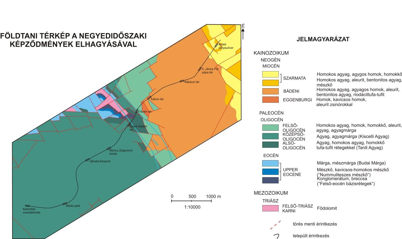 A metróvonal földtani-tektonikai szempontból három nagymértékben eltérő vonalszakaszra osztható (2.