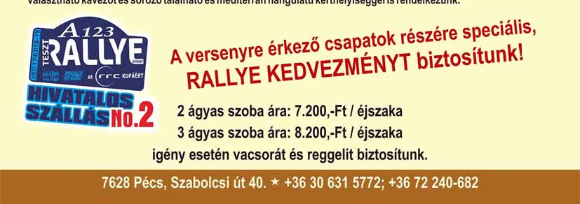 * * * TEKERESI LOVASPANZIÓ * * * Tisztelt Versenyzők! A Tekeresi Lovaspanzió kedvező áron kínál szállást a verseny résztvevőinek és a kísérőknek! 2 ágyas szoba - 2 főre 1 éjszakára: 8.000.