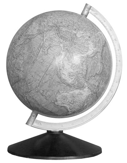 1. ábra A 25 cm átmérőjű természetföldrajzi földgömb az Eötvös Loránd Tudományegyetemen. A történet kezdetei az 1980-as évek legelejére nyúlnak vissza, amikor a Kartográfiai Vállalat 2.