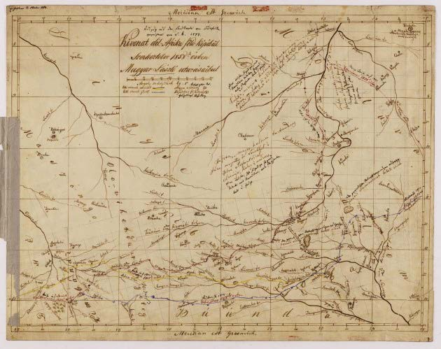 5. Elemzések D. Livingstone (1854): Manuscript map of Livingstone's route from Sesheke to Luanda by David Livingstone. Ro