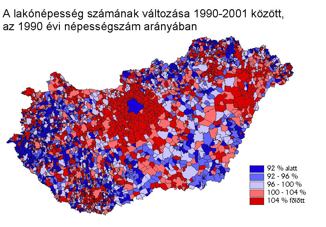 Fı 30000 Vándorlási különbözet településtípusonként 20000 10000 0-10000 1981 1982 1983 1984 1985 1986 1987
