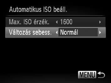 Felvétel készítése TV-készülék használatával A maximális ISO érzékenység beállítása: közötti maximális ISO érzékenység állítható be az üzemmódhoz. Válassza az [Automatikus ISO beáll.] lehetőséget.