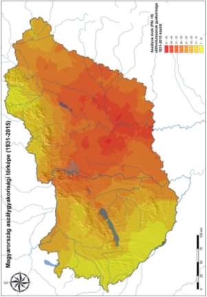 Természeti hatások A (PAI) aszályindex országos évi átlagértékeinek alakulása 1931-2015 közötti időszakban A PAI >8 gyakorisága jelentősen nőtt, továbbá az aszály súlyossága és tartóssága