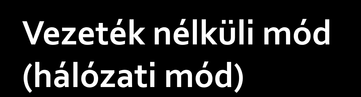 Leggyakrabban támogatottak: 802.11b, 802.11g, 802.11n Az engedélyezett mód határozza meg, milyen típusú állomások csatlakozhatnak az AP-hez.