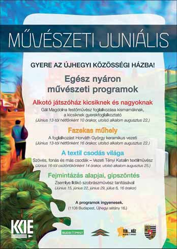 Művészeti juniális az Újhegyi Közösségi Házban A Kőbányai Képző- és Iparművészek Egyesülete Művészeti Juniálist rendezett az Újhegyi Közösségi Házban: a nagyszerű programon a művészek bemutatták