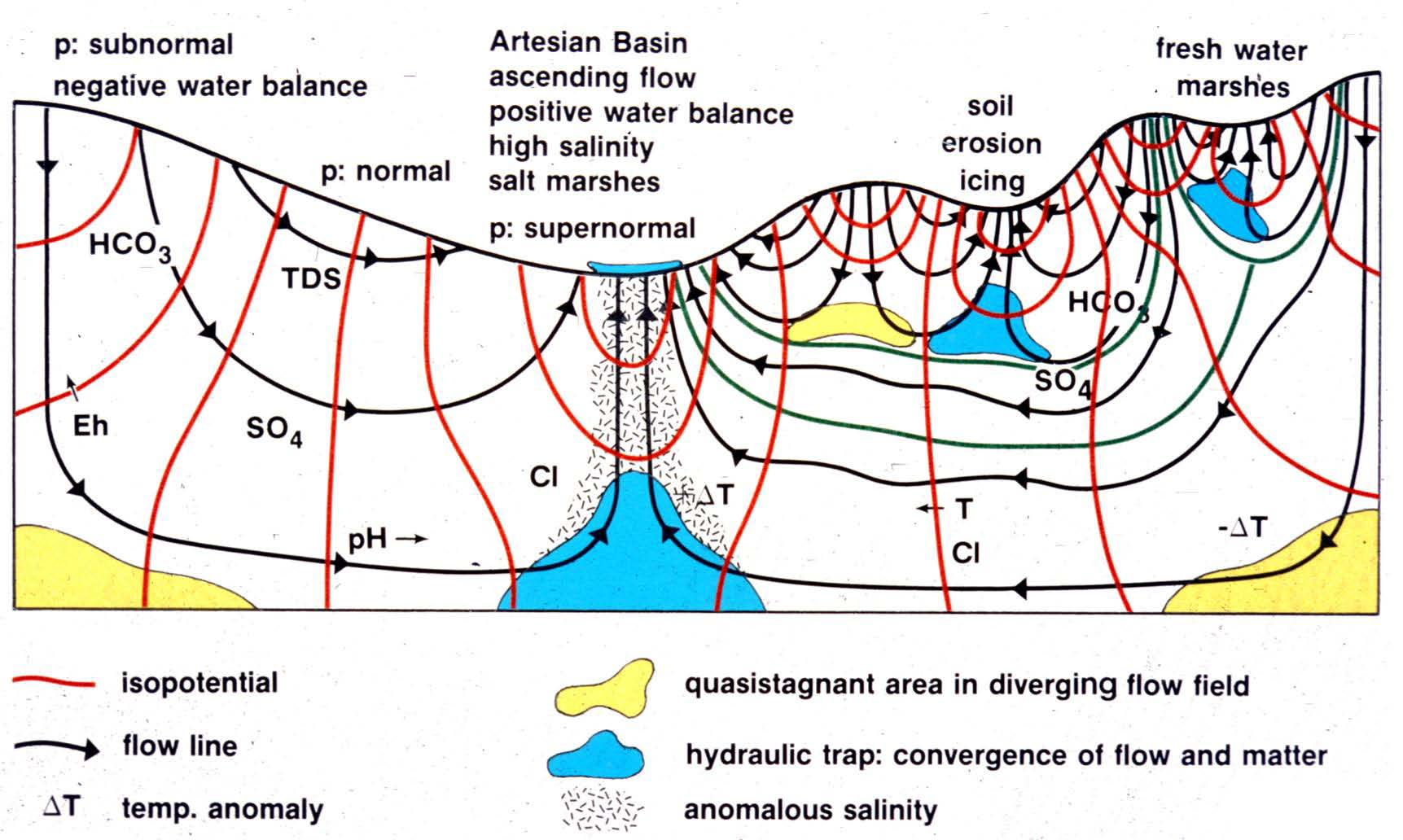 A különböző áramlások határfelületi zónáiban (diffúzió) és ott, ahol vizük ismét a felszínre kerül (megcsapolódás), olyan különleges