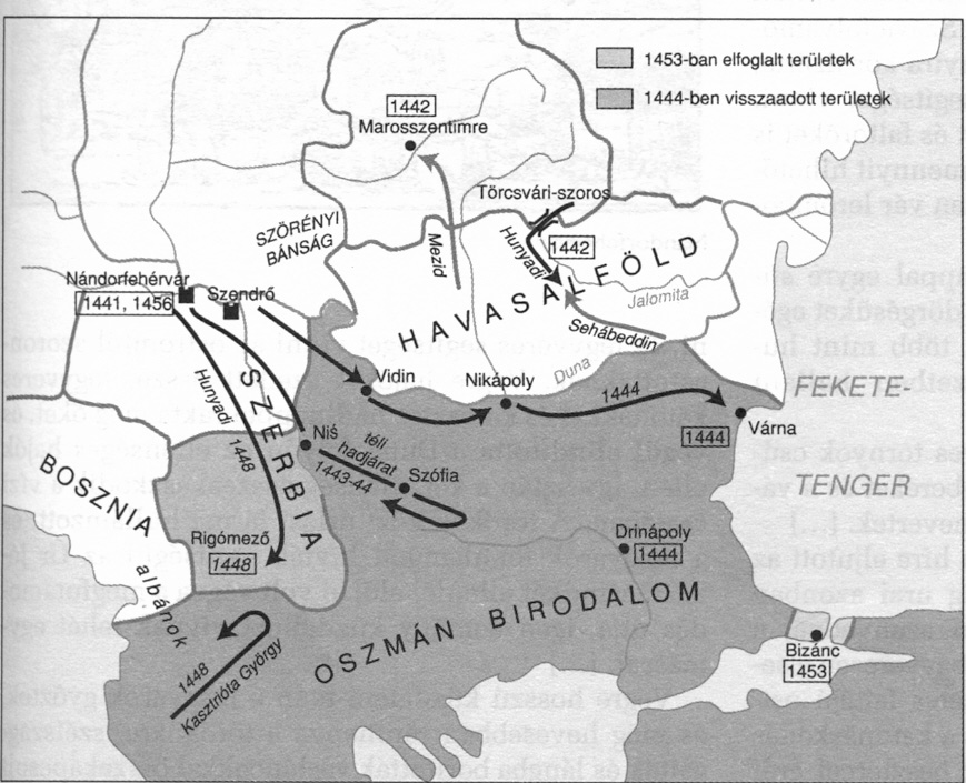 Havasalföld - Ţara Românească Bosznia - Bosnia Campaniile lui Iancu de Hunedoara (Hunyadi János) Szerbia - Serbia Oszmán Birodalom Imperiul Otoman A háború vihara és Ulászló király gyászos pusztulása