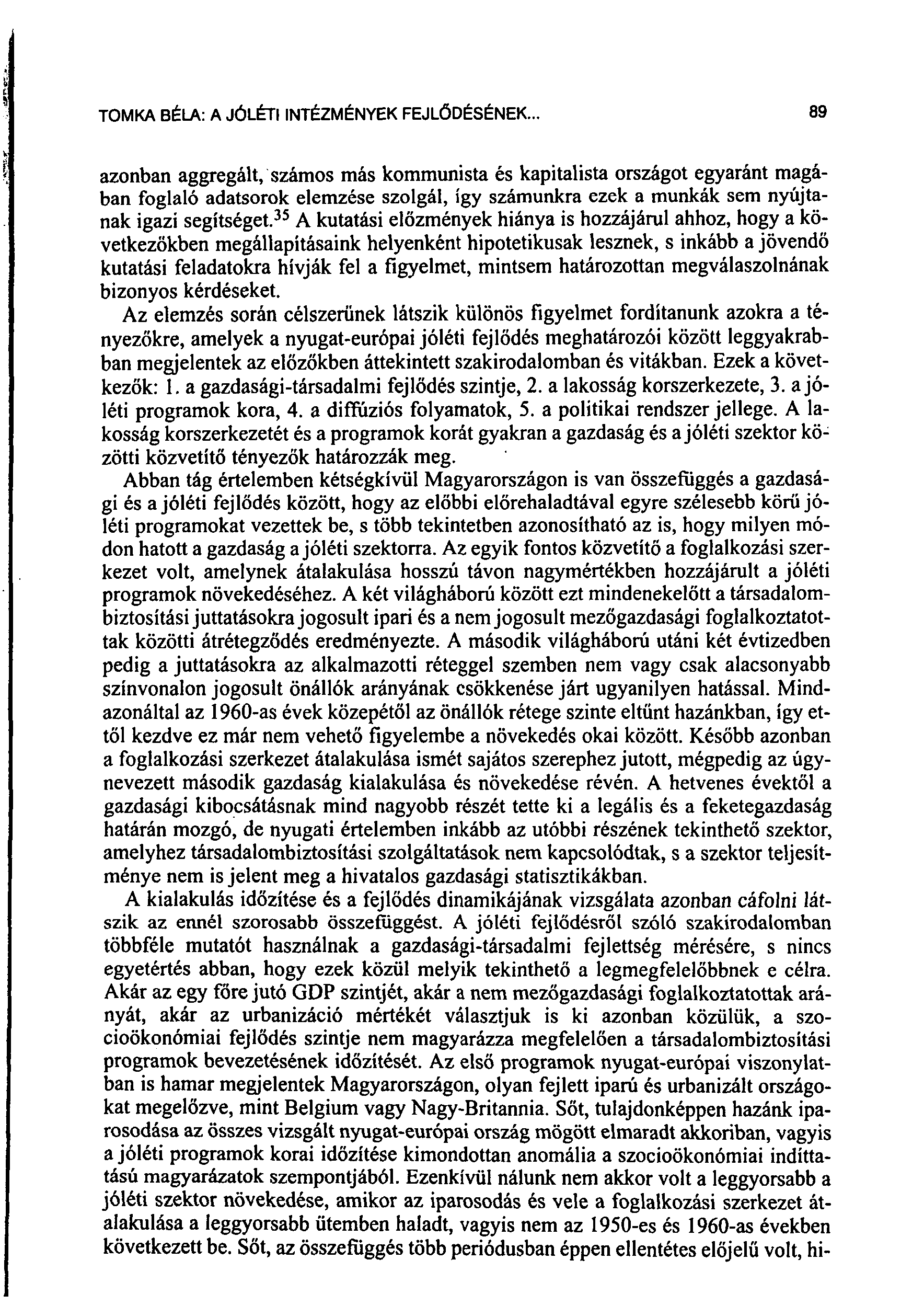 89 TOMKA BÉLA: A JÓLÉTI INTÉZMÉNYEK FEJLŐDÉSÉNEK.