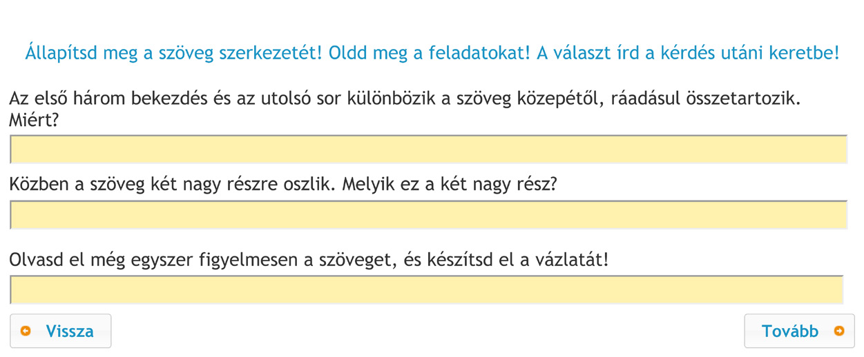 Az olvasás-szövegértés alkalmazási dimenziójának online diagnosztikus értékelése A35. feladat Szövegformátum: folyamatos, olvasási cél: élményszerző, olvasási szituáció: személyes.