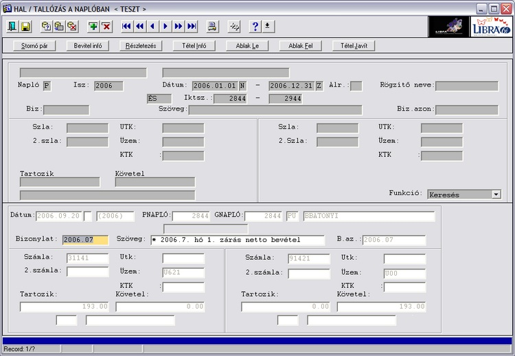 Nyomtatást, vagy F:File-ba írást végezzen el a program. F10-el indítjuk a funkciót.