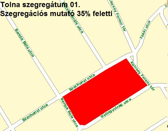157 1. szegregátum Mözsi szegregátum (Kölcsey Ferenc tér - Széchenyi utca - Bartók Béla utca - Gyöngyvirág utca) A város délnyugati részén, két házsorból álló városszövetbe ágyazott szegregátum (2.