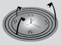 MATEMATIKA 70/98. FELADAT: DESIGNÓRA ML18901 A következő ábrán egy olyan óra látható, amelyen a pontos időt egy középen álló pálca árnyékai mutatják.