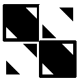 Optikai csalódások nfehér 40 nfekete 40 alapelem 40 sor 5 20 mozaik 3 5 20 A fehér négyzet két fekete derékszögű háromszögből (sarok) és fehér határvonalból áll.