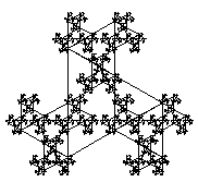 eljárás sierpinszki :db :h előre :h/2 jobbra 60 háromszög :h/2 12 balra 60 hátra :h/2 ha :db>0 [ismétlés 3 [sierpinszki :db-1 :h/2 előre :h jobbra 120]] Színezett szabályos háromszög.