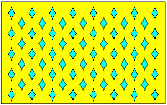 Ha az egyenes darabok hosszát :x-szel jelöljük, akkor a terítőn az egyes elemek egymástól 8*:x távolságra vannak soronként és oszloponként is, továbbá közöttük átlósan is
