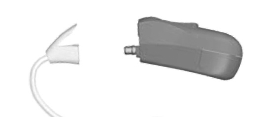 Victofon ION használati útmutató 4. A hangcsô illesztéséhez a hangcsövet pattintsa be egyenesen a hallókészülékbe.