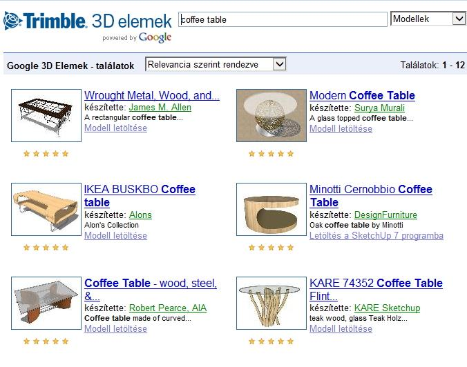 40 2. Lecke: Alapozás A keresőmezőben megjelenő table szó helyett írja most be a coffee table kifejezést, majd ismét nyomja meg a Keresés gombot.