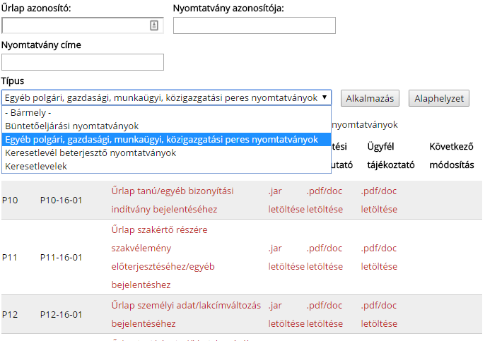 azon belül az E-per 2016, azon belül pedig az "ÁNYK nyomtatványok" aloldalon. A részletes elérhetőségről lásd a 2.4. pontban.