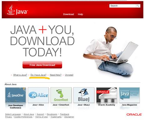 Kattintsunk a fenti ábrán sárgával aláhúzott "Do I have Java?" parancsra.