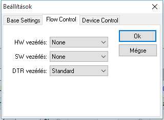 Javasoljuk a 9600 baud / no parity / 8 bit / 1 stopbit megtartását, mivel ez a legtöbb olvasónál az