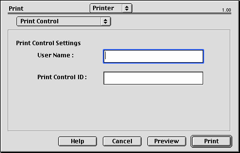 Nyomtatási beállítások Print Control (Nyomtatásvezérlés) Ha a nyomtatók felügyeletéhez a Windows nyomtatásvezérlő kiszolgálószoftvert használja, adja meg saját