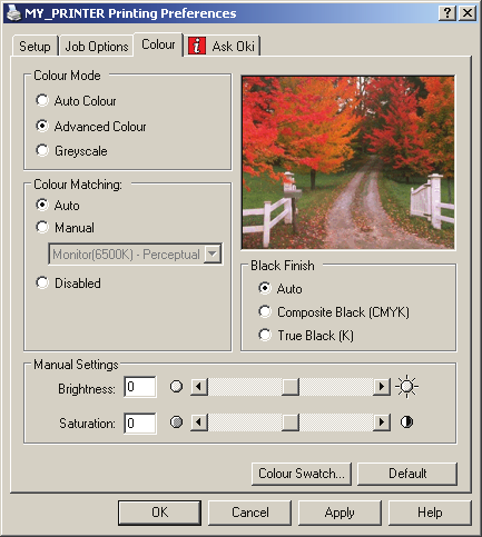 A Colour Swatch [Színtár] funkció használata A Színtár funkció használatához először telepíteni kell a Színtár segédprogramot. Ez a program a nyomtatóhoz mellékelt CD-n található meg.