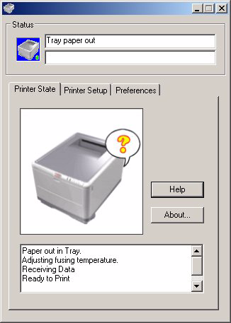 Az Alert [Figyelmeztetés] panel alapbeállítása (Pop up on alerts [Figyelmeztetés előbukkanó ablakkal]) biztosítja, hogy a Status Monitor