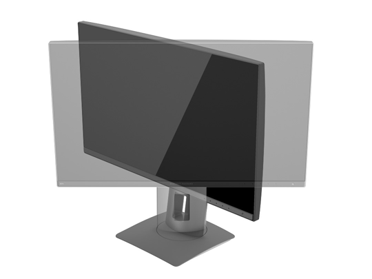 2. Forgassa a monitort jobbra vagy balra a legjobb látószög eléréséhez. 3. Állítsa a monitor magasságát a személyes munkaállomásának megfelelő, kényelmes pozícióba.