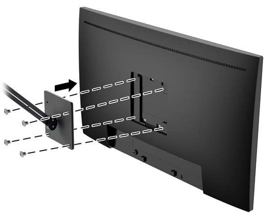 2. Távolítsa el a monitorpanel hátulján található VESA furatokból a négy csavart. 3.