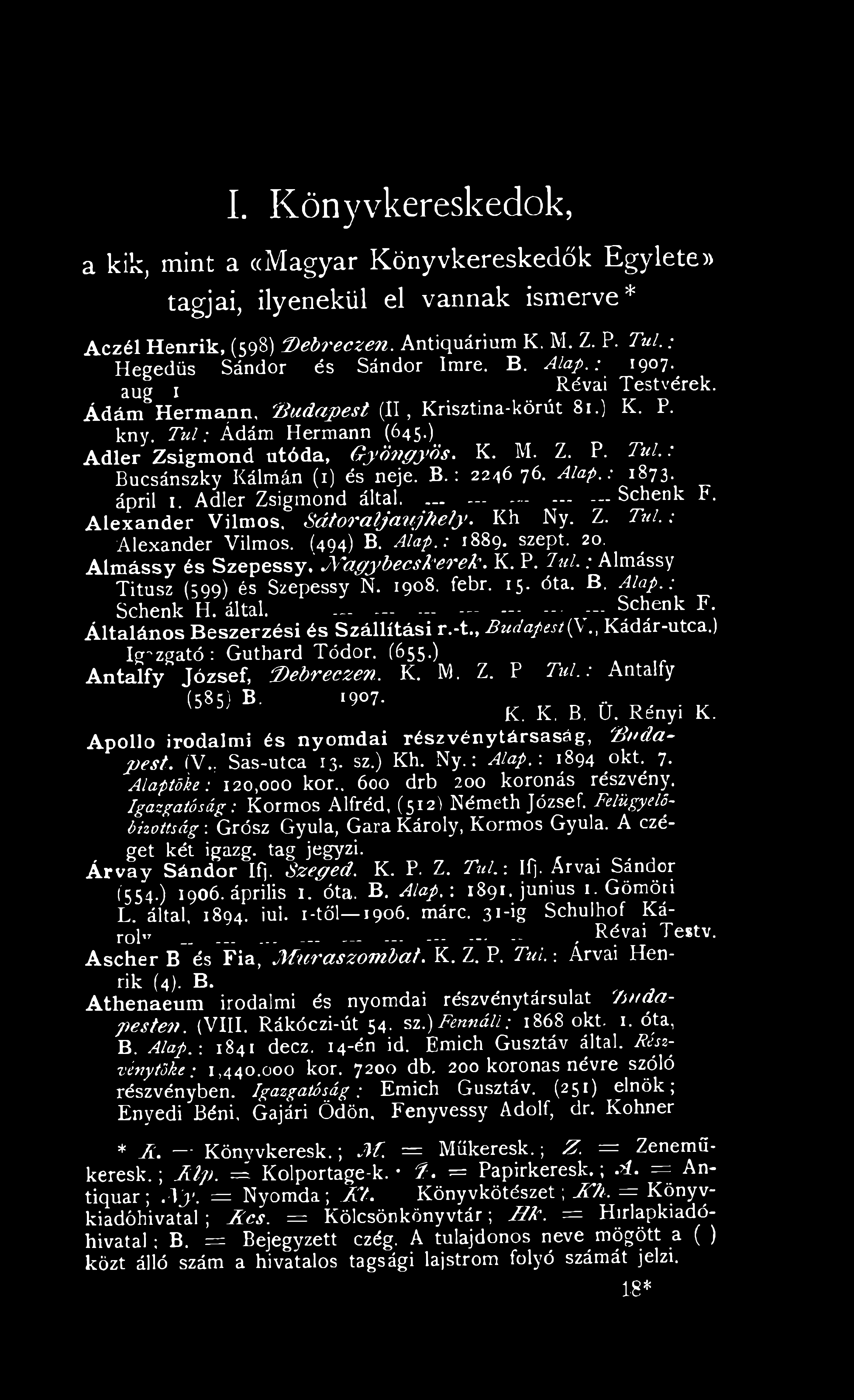 , B u dapestiü l., Kádár-utca.) Igazgató : Guthard Tódor. (655.) A ntalfy József, PDebreczen. K. M. Z. P Túl.: Antalfy <**«" «K. K. B, 0. Kinyi K.